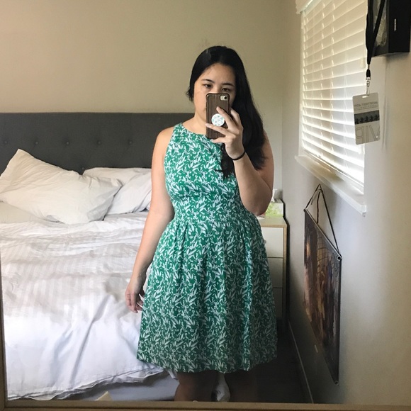 J Crew knee length foliage floral flared dress - Picture 2 of 8